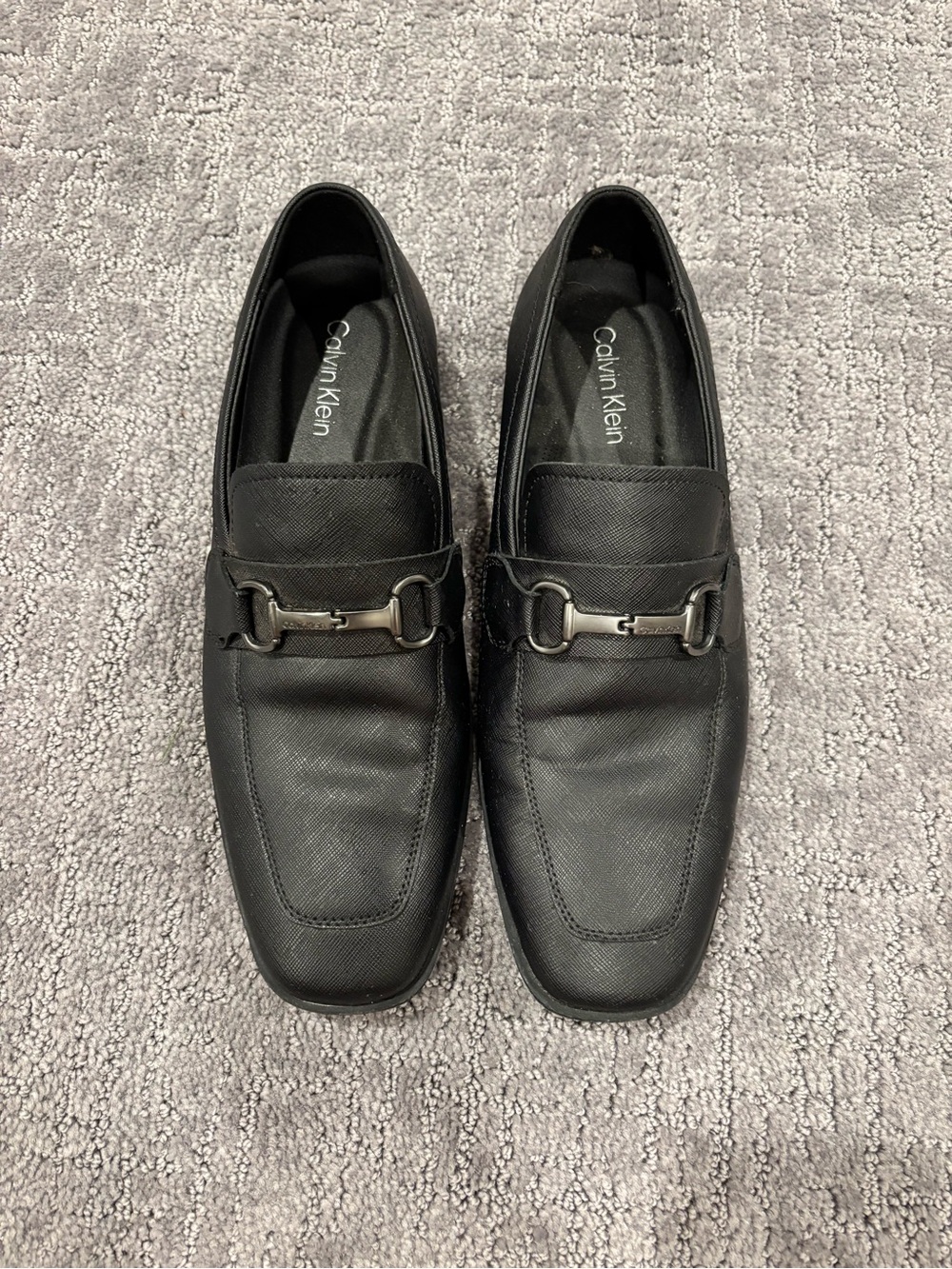 Calvin Klein Men's Black Leather 
Malcome Slip-on Dress Shoes